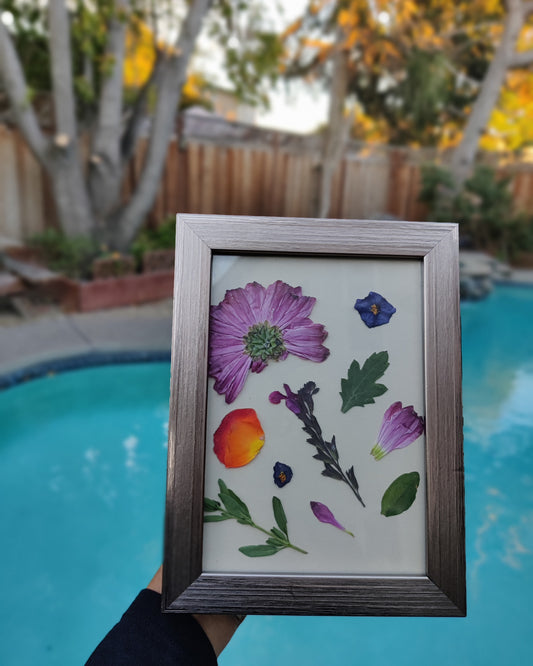 Pressed collage floral frame